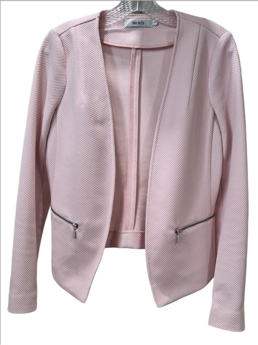 Ricki's Light Pink Collarless Open Front Blazer Size S/P Small Petite